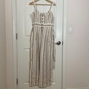 NWT LOFT Tan and White Sleeveless Maxi Sundress